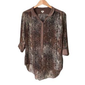 Wilfred Brown Silk Snakeskin Blouse